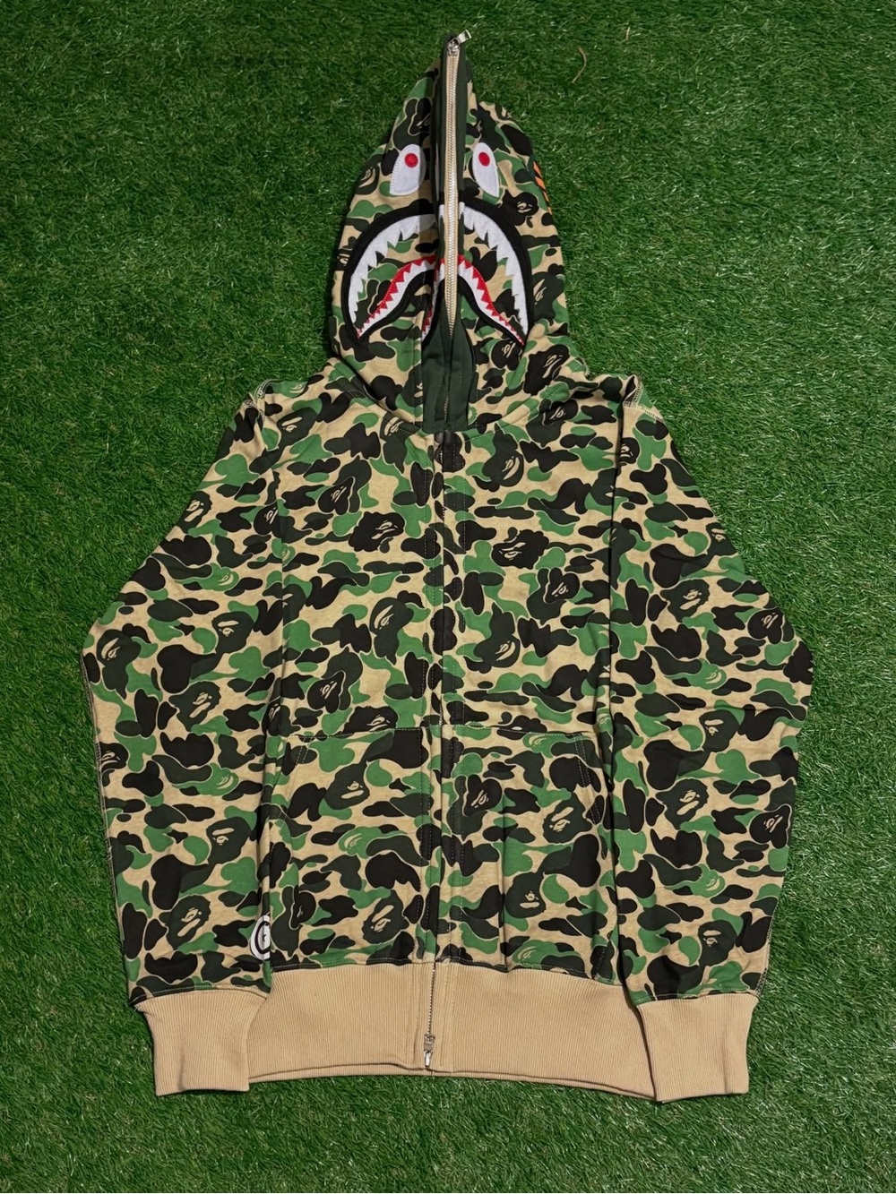 Double Hooded Green Bape Zip Up